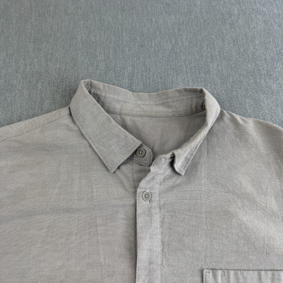 Lululemon Shirt Men XL Gray Stretch Long Sleeve Button Up Preppy Collard STAINED - Picture 2 of 12